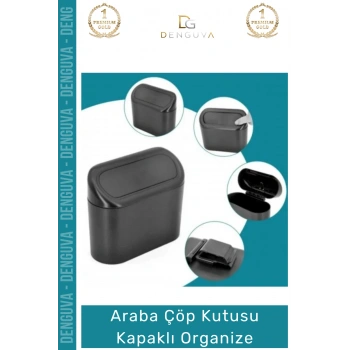 #OtoAksesuar Araç İçi Ergonomik Hijyenik Dayanıklı Otomobil Çöp Kutusu Kapaklı Organize Siyah