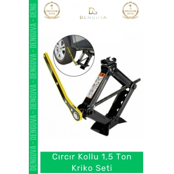 #KrikoSeti 1500 KG Akordiyon Makaslı Mekanik Cırcır Kollu Profesyonel Bijon Anahtarlı Kriko Set