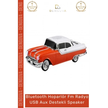 #NostaljikHoparlör Ultratekno WS598BT Pontiac 1955 Nostaljik Bluetooth Radyo USB Aux Destekli Speaker