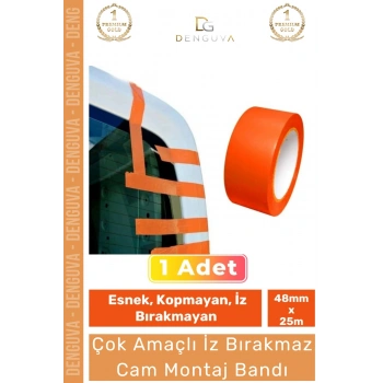 #MontajBandı Turuncu PVC İz Bırakmaz 50MM 30 Metre Oto Ev Ofis Cam Montaj Sabitleme Bandı 1 Adet
