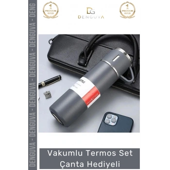 #ÇelikTermos Vakumlu Çelik Termos Bardaklı Kamp ğcılık Piknik Isı Koruyucu Set Çanta Hediyeli 550 Ml