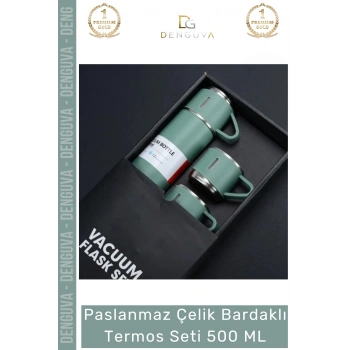 #BardaklıTermos Paslanmaz 304 Vakumlu Yalıtımlı Sızdırmaz Kamp Ofis Çelik Bardaklı Termos Seti 500 ML