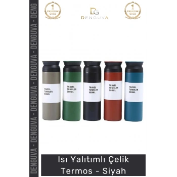 #Termos Mat Paslanmaz Modern Tasarım Üstün Vakum Isı Yalıtımı Dayanıklı Şık Çelik Termos Siyah