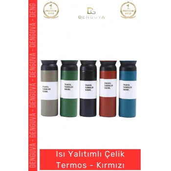 #Termos Sızdırmaz Isı Yalıtımlı Vakumlu Paslanmaz Dayanıklı Şık Spor Modern Çelik Termos Kırmızı