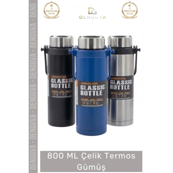#Termos Paslanmaz Isı Muhafazalı Vakumlu Sızdırmaz Outdoor Kamp 800 ML Çelik Termos Gümüş