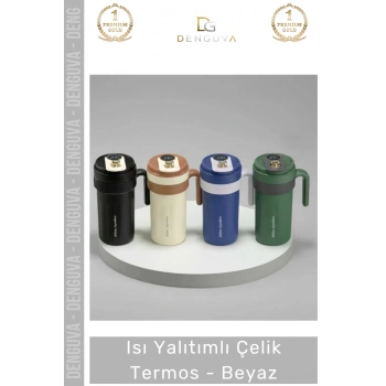 #Termos Vakumlu Paslanmaz İzolasyonlu Sızdırmaz Dayanıklı Hediye Modern Şık Çelik Termos Beyaz