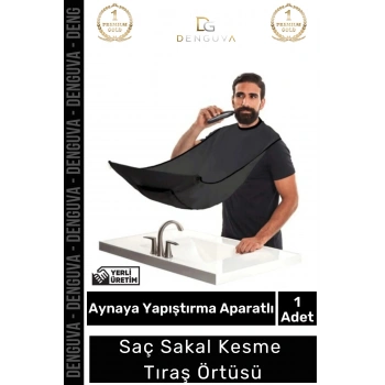 #TıraşÖrtüsü Vantuzlu Pratik Sakal Kesme Aparatı Ayna Fayans Sabitlenen Berber Siyah Tıraş Örtüsü