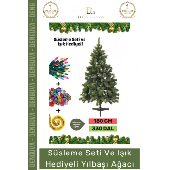 #NoelPaketi Lüks Kaliteli Yeşil Dekoratif Şık Tasarım Büyük Boy Ev Ofis Noel Paketi 180 Cm 330 Dal