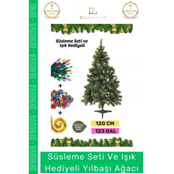 #NoelPaketi Lüks Sık Yapraklı Yeşil Çam Ağacı Kaliteli Yılbaşı Dekorasyon Noel Paketi 120 Cm 123 Dal