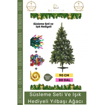 #NoelPaketi Kaliteli Sık Yapraklı Yeşil Yılbaşı Çam Ağacı Dekoratif Yeni Yıl Noel Paketi 90 Cm 80 Dal