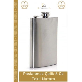#Matara Paslanmaz Çelik Yerli Üretim Dayanıklı Konyak Viski 6 Oz Tekli İçecek Matara Şişesi