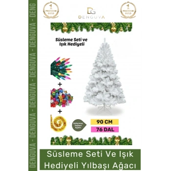 #NoelPaketi Lüks Dekoratif Kaliteli Plastik Ayaklı Sık Yapraklı Yeşil Canlı Yeni Yıl Noel Paketi 90 Cm 76 Dal