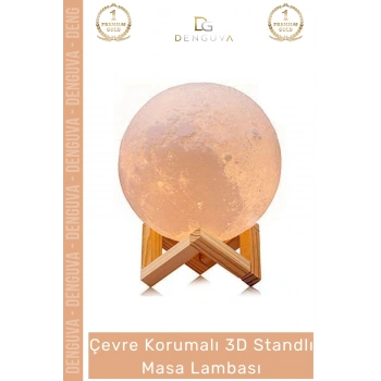 #LedIşık Dekoratif 3D Moonlight Standlı Pilli PLA Güvenli Çocuk Odası Modern Led Ay Gece Masa