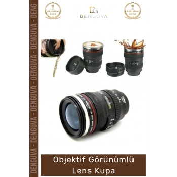 #LensBardak Paslanmaz Çelik Lens Tasarım Isı Yalıtımlı Siyah 300ml Objektif Çay Termos Mug Bardak