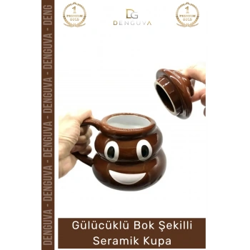 #EmojiKupa Seramik Tasarım Bok Kupa Gülücüklü Hediye Şaka Obje Eğlenceli 14 x 15 cm Emoji Bardak