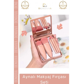 #FırçaSeti Profesyonel Kompakt Şık Tasarım Fiber Kıllı Kaliteli Çantalı Aynalı Makyaj Fırçası Seti
