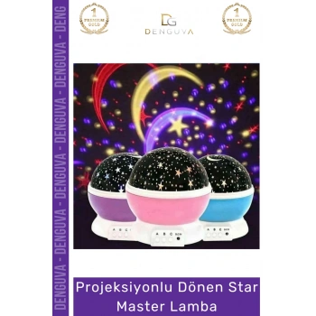 #ProjektörLamba Projektör Gece Lambası Çok Renkli Döner Başlıklı USB Pilli Şık Çocuk Bebek Odası Lamba