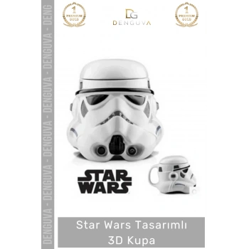 #3DBardak Star Wars Stormtrooper Tasarımlı El Yapımı Seramik Dekoratif Kupa 14 x 15 cm 3D Bardak