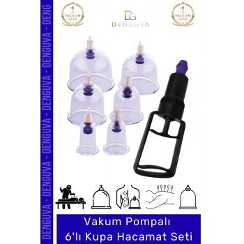#HacamatSeti Profesyonel Vakumlu Pompalı Sağlık Detoks Dayanıklı Hijyenik Hacamax 6 Adet Kupa Seti