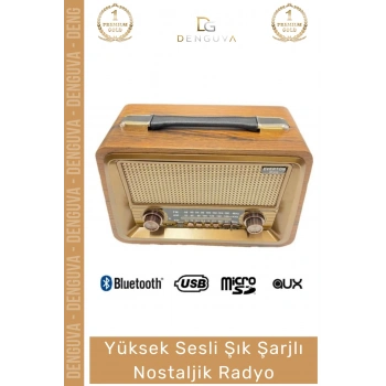 #Radyo Bluetooth USB SD AUX FM 5 Band Retro Büyük Boy Şarjlı Radyo Nostaljik Müzik Kutusu