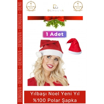 #Şapka Kırmızı Yılbaşı Kostüm Aksesuarı Çocuk Yetişkin Şık Noel Baba 100 Polar Şapka 1 Adet