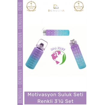 #Suluk Sağlıklı Tritan BPA İçermeyen Sızdırmaz 2000ml 750ml 300ml 3lü Motivasyon Suluk Seti