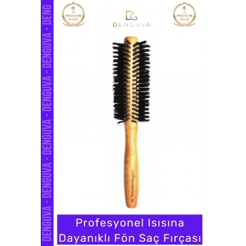 #SaçFırçası Isıya Dayanıklı Yanmaz Profesyonel Ahşap Saplı Hacim Veren Kuaför Tipi Fön Saç Fırçası