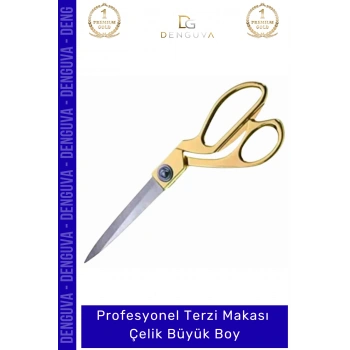 #TerziMakası Profesyonel Tekstil Paslanmaz Keskin Ergonomik Altın Sarısı Terzi Makası Çelik Büyük Boy