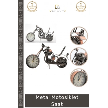 #Saat Dekoratif Vintage Hediyelik Nostaljik Ofis Masası Motorcu Şık Metal Masa Motosiklet Saat
