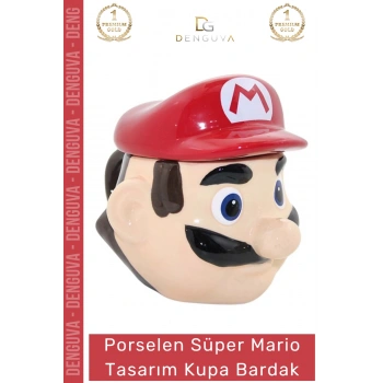 #Bardak Porselen Şık Tasarım Dekoratif Hediyelik Mutfak Ofis Aksesuar Mario Kupa Bardak 12*10 Cm