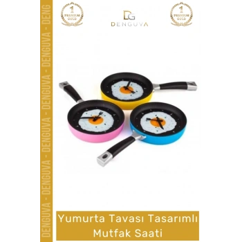 #Saat Dekoratif Tasarım Modern Teflon Görünümlü Şık Hediye Duvar Yumurta Tavası Mutfak Saati