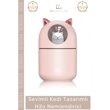 #Nemlendirici Sevimli Kedi USB Sessiz Işıklı Kompakt Masaüstü Ultrasonik Tasarımlı H2o Hava Nemlendirici