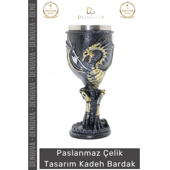 #Bardak Paslanmaz Çelik Dekoratif Tasarım Şık Lüks Dayanıklı Hediye 180 ML Kadeh Bardak 19*7 Cm