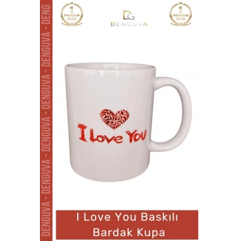 #Bardak Porselen Sevgililer Günü Hediyelik Toptan Şık Tasarım I Love You Baskılı Bardak Kupa