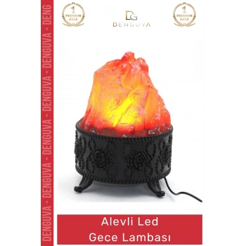 #Lamba Pilli Priz Fişli 20x35 cm Klasik Şık İç Mekan Aydınlatma Dekoratif Alevli Led Lamba