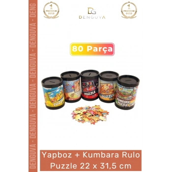 #Puzzle Eğitici 80 Parça Yapboz Çocuk Gelişim Seti Zeka Oyunu Kumbara Rulo Puzzle 22 x 31,5 cm