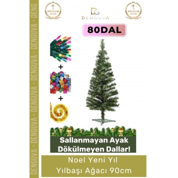 #YılbaşıAğacı Yılbaşı Çam Ağacı Sık Yapraklı Kaliteli Dekoratif Yeşil Ayaklı Yeni Yıl Noel Paket 90 Cm