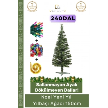 #YılbaşıAğacı Kaliteli Dekoratif Lüks Yılbaşı Çam Ağacı Sık Yapraklı Yeşil Noel Paket 150 Cm 240 Dal