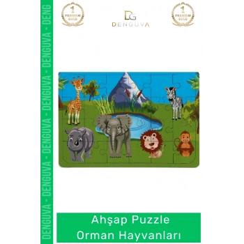 #Puzzle Eğitici Ahşap Puzzle Oyuncak Çocuk Gelişim Seti Doğal Hobi Orman Hayvanları 24 Parça