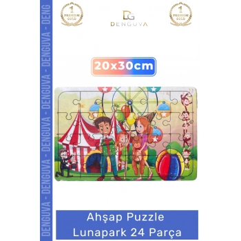 #Puzzle Eğitici Zeka Geliştirici Çocuk Oyuncak Seti Dayanıklı Ahşap Puzzle Lunapark 24 Parça