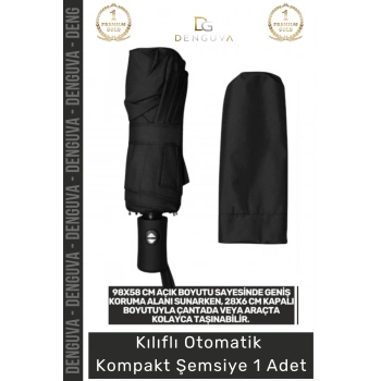#Şemsiye Kılıflı Otomatik Su Geçirmez 8 Telli Rüzgara Dayanıklı Şık Ergonomik Kompakt Yağmur Şems