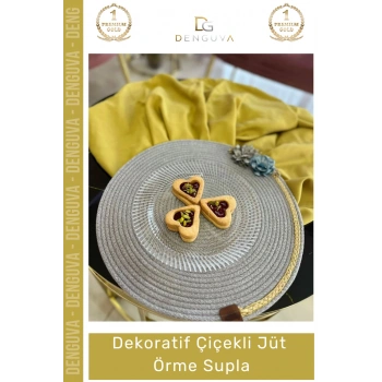 #Supla Jüt Örme Çiçekli El Yapımı Dekoratif Amerikan Servis 39cm Sağlam Dikiş Kalitesi Supla