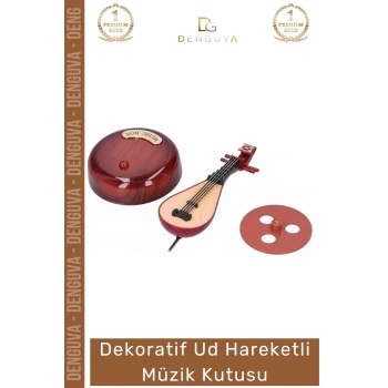 #MüzikKutusu Ahşap Görünümlü Dekoratif Dönen Mekanizmalı Otantik Zarif Tasarım Ud Hareketli Müzik Kutusu