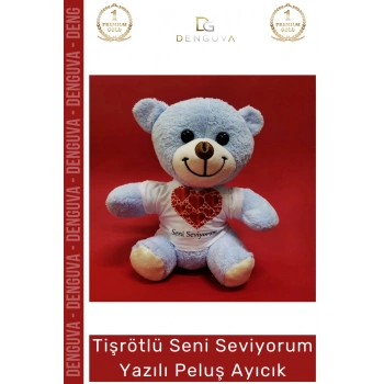 #Ayıcık Hediye Kalpli Seni Seviyorum Romantik Kaliteli Yumuşak Yazılı Tişörtlü Peluş Ayıcık