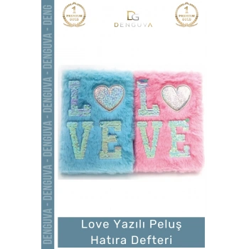 #HatıraDefteri Yumuşak A5 Kalp Figürlü LOVE Yazılı Hediye Not Defteri Tasarımlı Peluş Hatıra Defteri