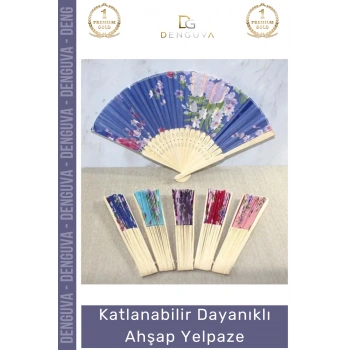 #Yelpaze Çiçek Desenli Doğal Estetik Şık Ergonomik Modern Katlanabilir Dayanıklı Ahşap Yelpaze
