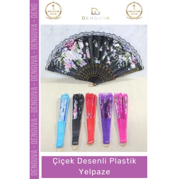 #Yelpaze Çiçek Desenli Katlanabilir Estetik Zarif Renkli Hafif Şık Hediyelik Plastik Yelpaze
