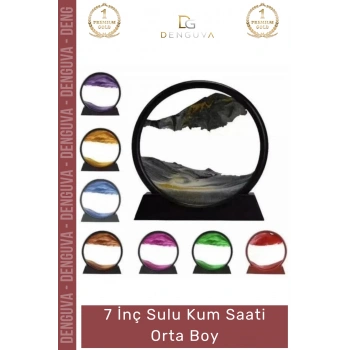 #KumSaati Dekoratif Masaüstü Ofis Hediyesi Sahra Çölü Tasarım 7 İnç 18x12 Sulu Kum Saati Orta Boy