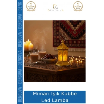 #Lamba Ramazan Temalı Altıgen Gold Kaplama Dekoratif Pilli Sıcak Sarı Modern Işık Kubbe LED Lamba