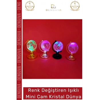 #GeceLambası Dekoratif Ledli Hediye Kristal Küre Gece Lambası Renk Değiştiren Mini Işıklı Cam Kristal Dünya